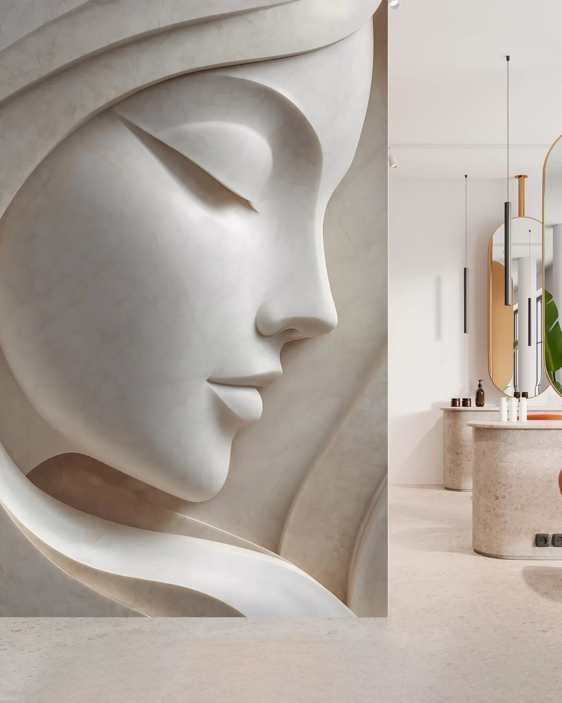 murales de pared Un perfil femenino en bajorrelieve w05569