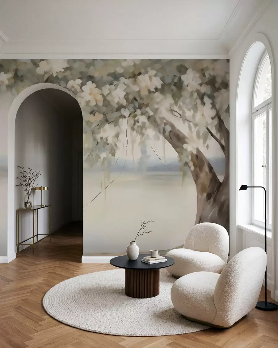 murales de pared Cuadro de imitación de un árbol junto al lago w05670