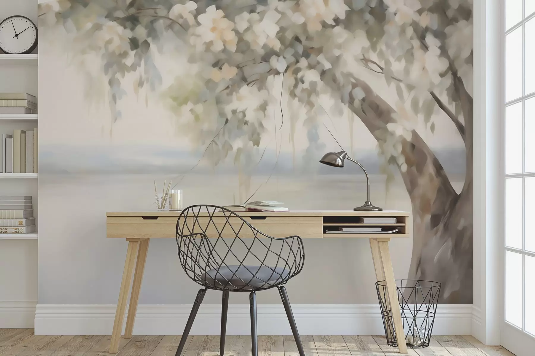 murales de pared Cuadro de imitación de un árbol junto al lago w05670