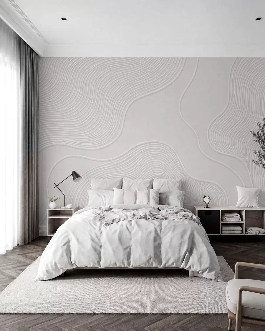 murales de pared Relieve abstracto con líneas onduladas y fluidas w05689