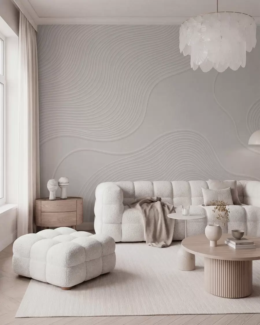 murales de pared Relieve abstracto con líneas onduladas y fluidas w05689