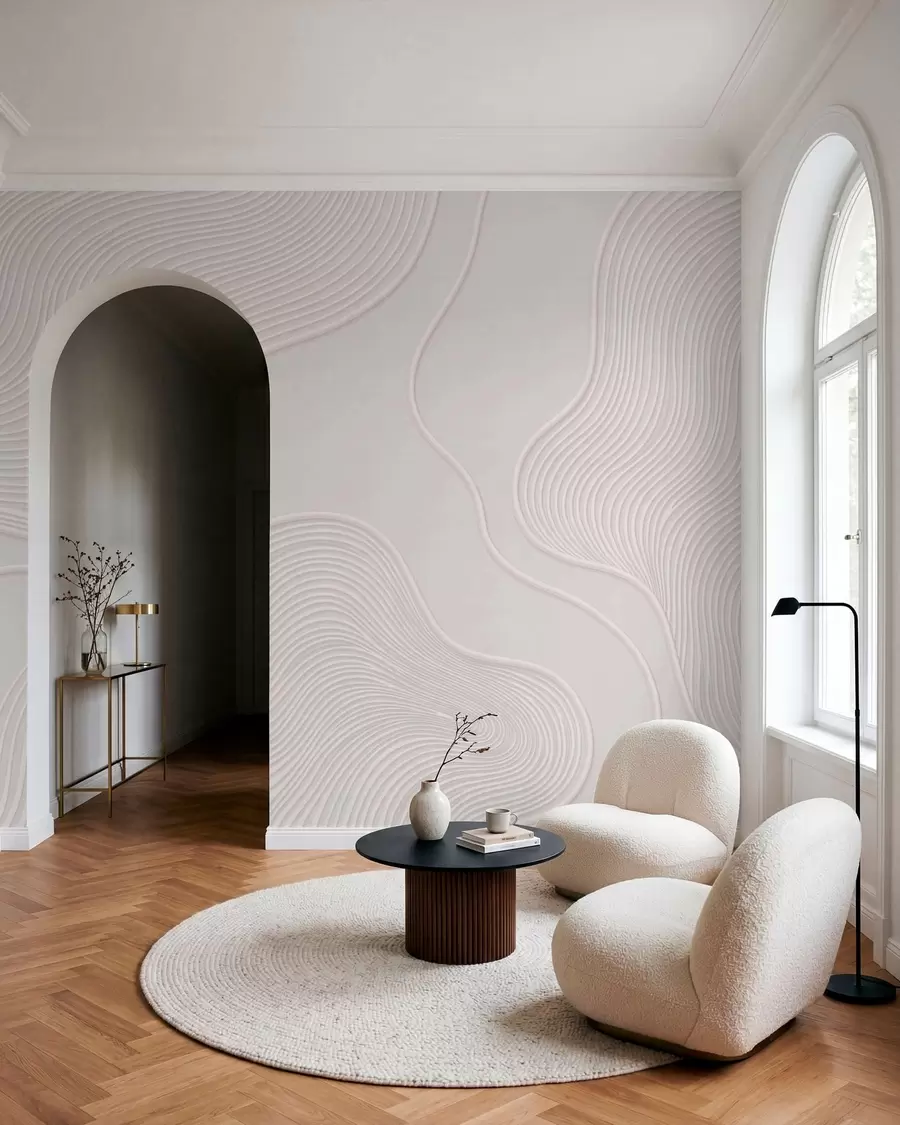 murales de pared Relieve abstracto con líneas onduladas y fluidas w05689