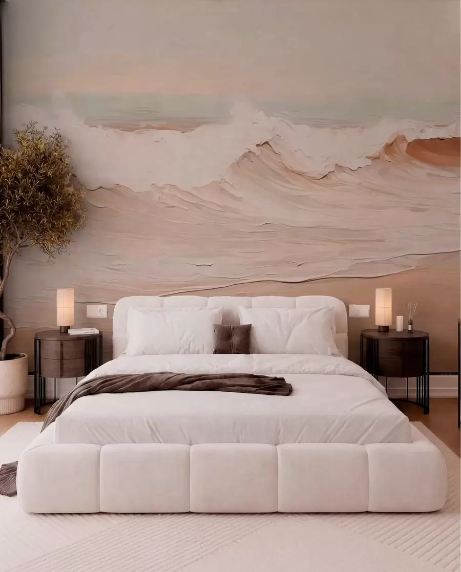 murales de pared Olas marinas abstractas en tonos pastel w05697