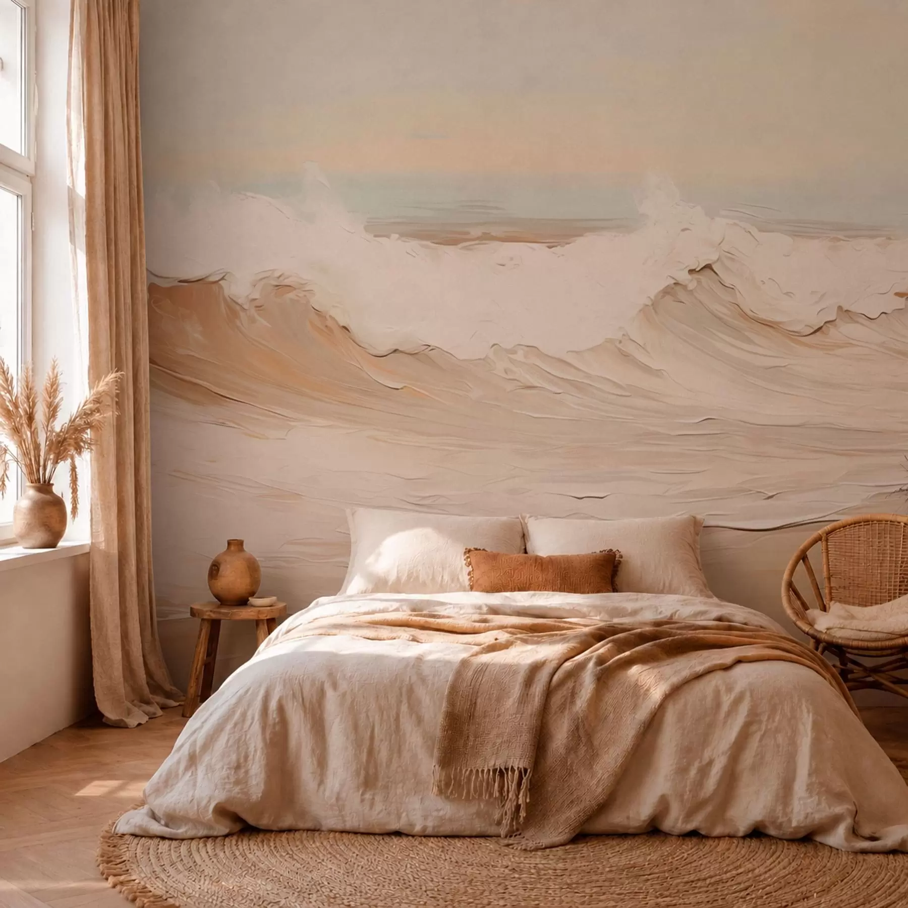 murales de pared Olas marinas abstractas en tonos pastel w05697
