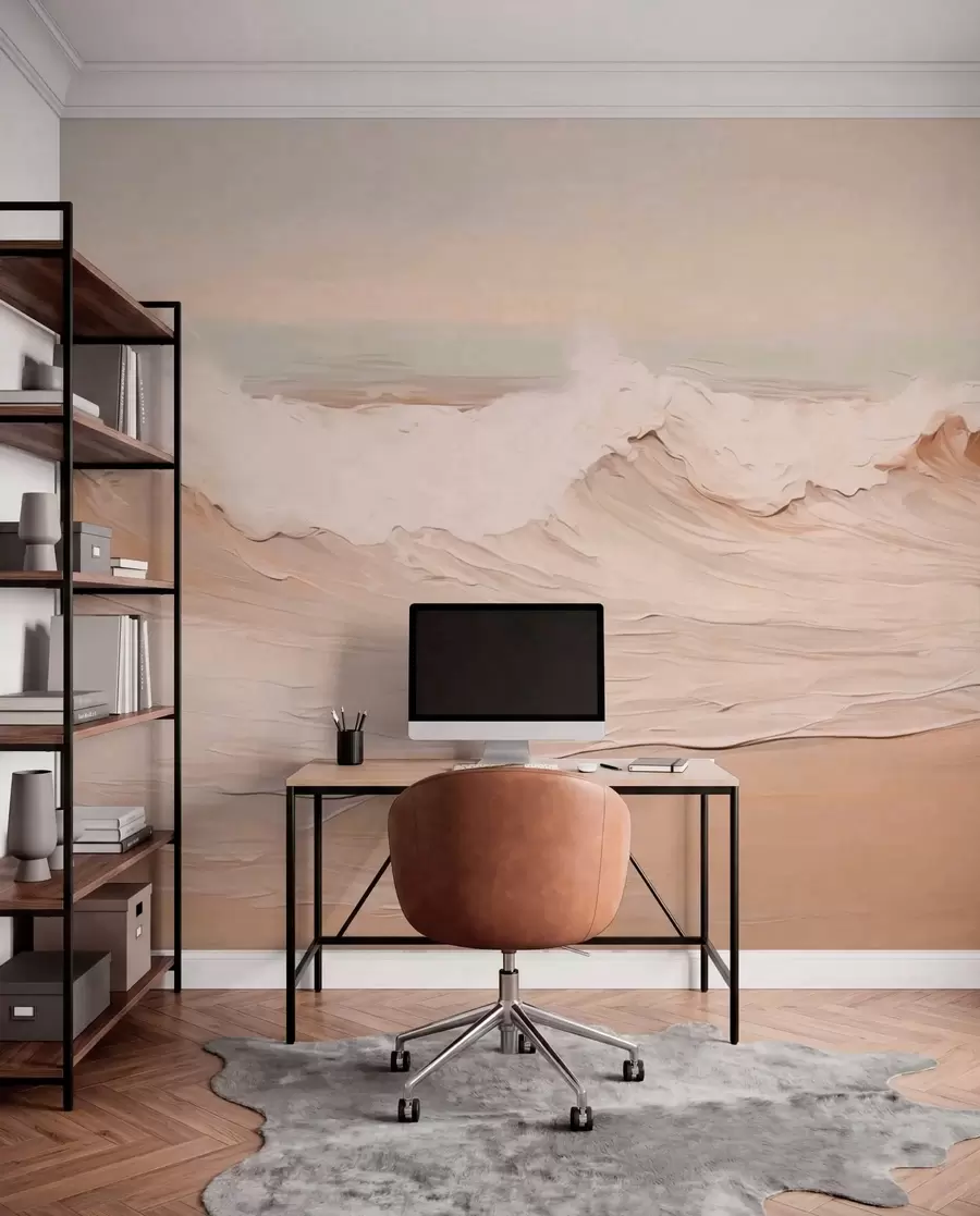 murales de pared Olas marinas abstractas en tonos pastel w05697