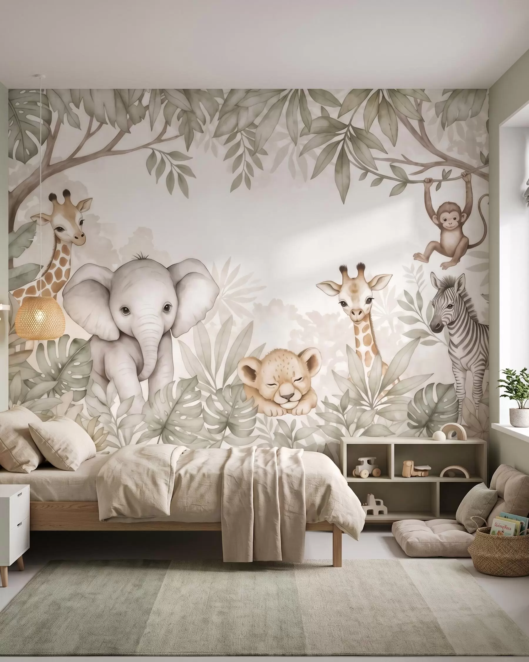 murales de pared Safari bajo las ramas w09885