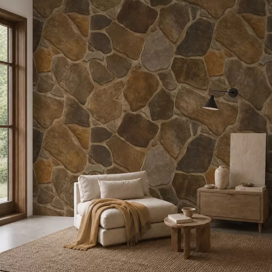 murales de pared Motivo de piedra natural en tonos cálidos w05691