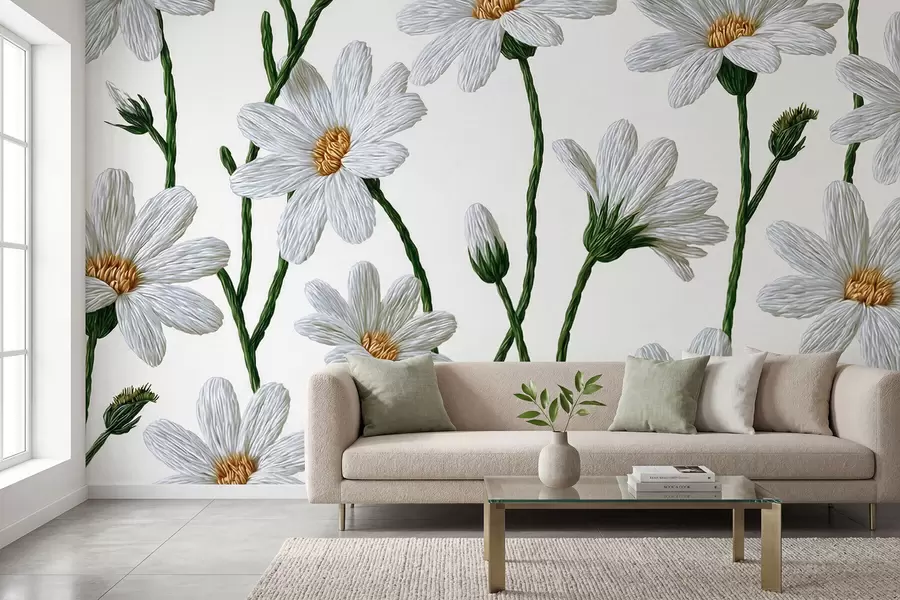 murales de pared Margaritas silvestres blancas w09915