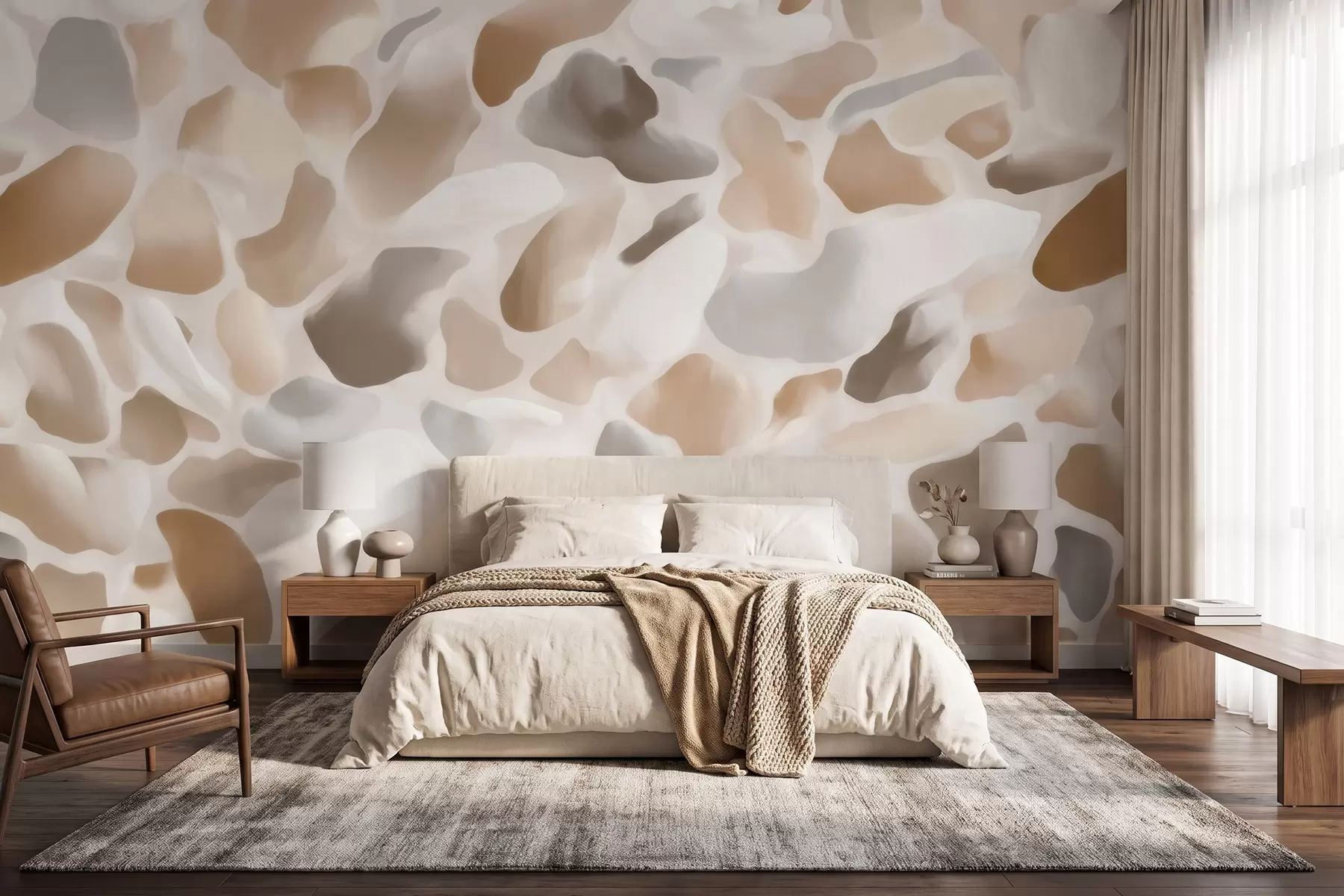 murales de pared Textura abstracta de terrazo natural en tonos claros w09933