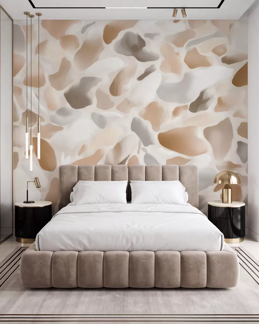 murales de pared Textura abstracta de terrazo natural en tonos claros w09933