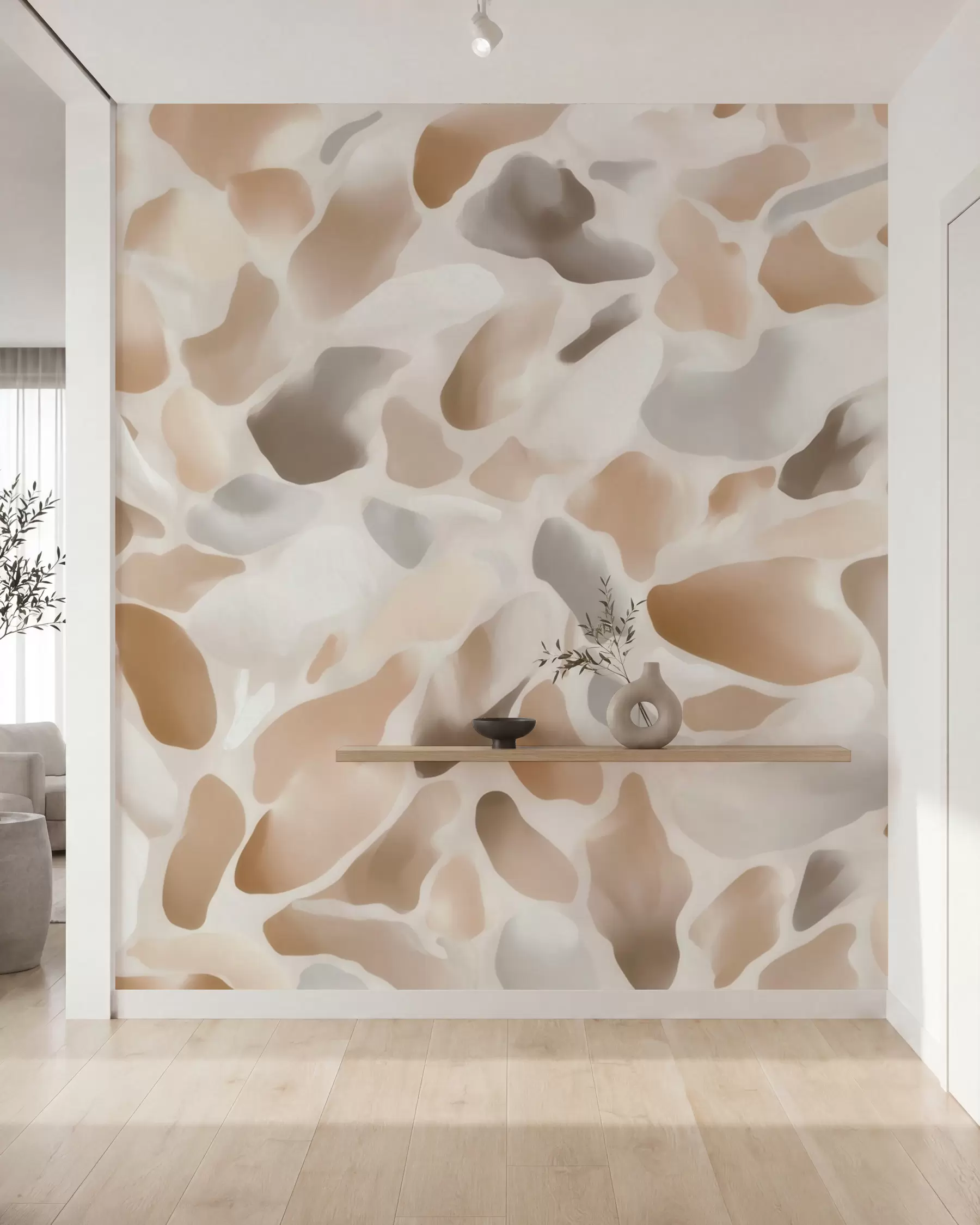 murales de pared Textura abstracta de terrazo natural en tonos claros w09933