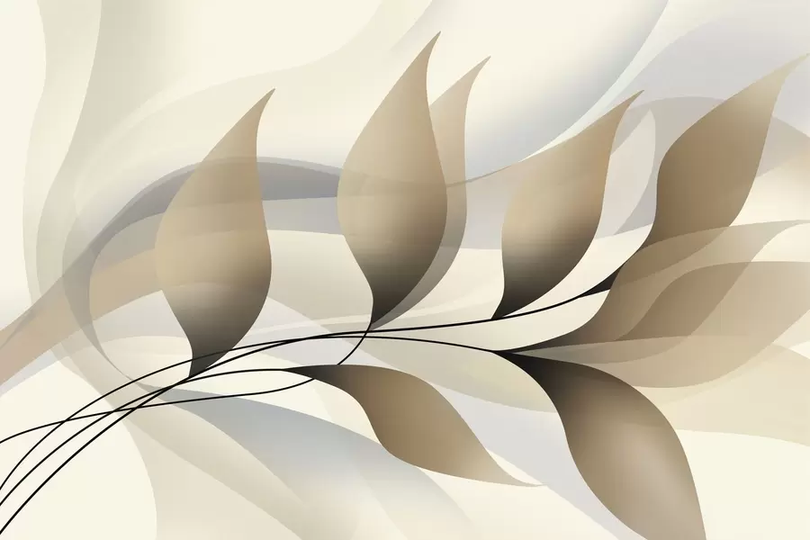 murales de pared una elegante rama con hojas de color beige w05660
