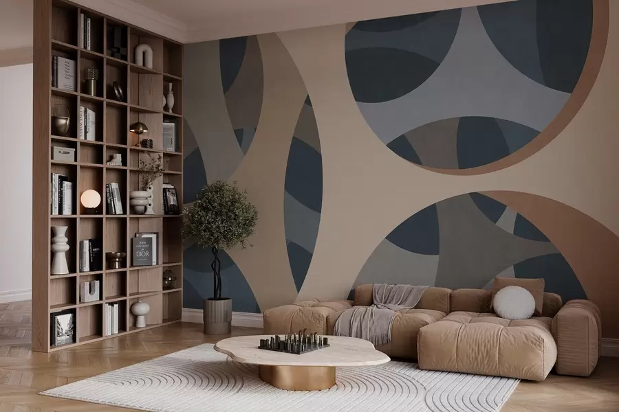 murales de pared abstracción textural contemporánea en tonos azules y beige w05751