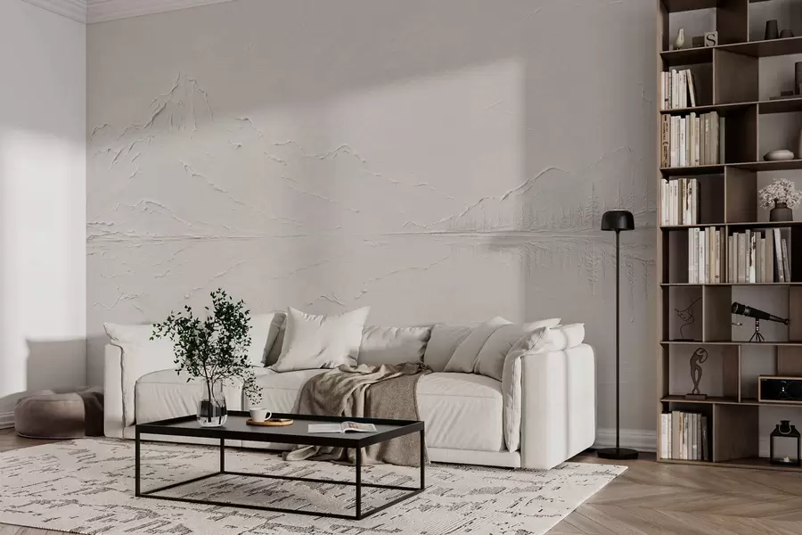 murales de pared Paisaje montañoso en relieve con el reflejo en aguas tranquilas w05739