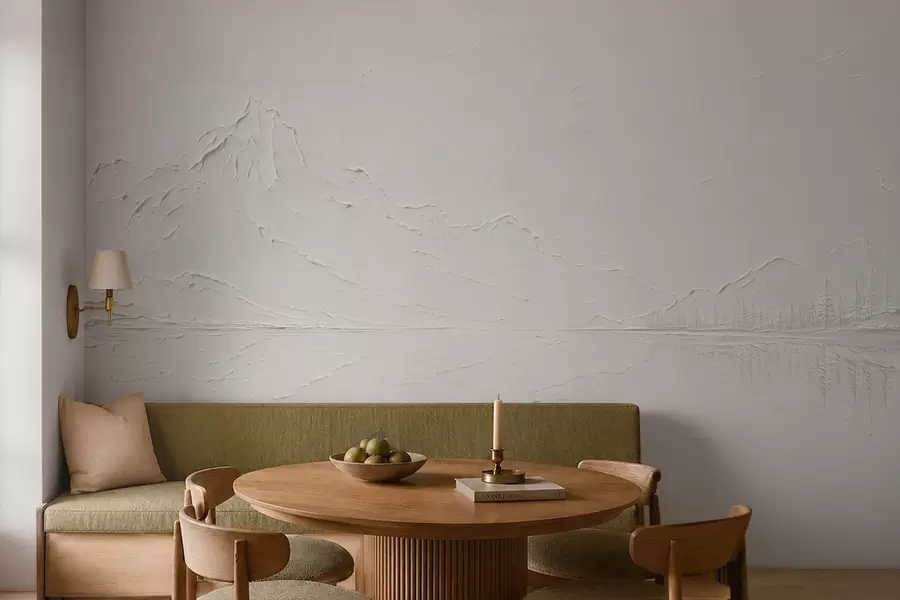 murales de pared Paisaje montañoso en relieve con el reflejo en aguas tranquilas w05739