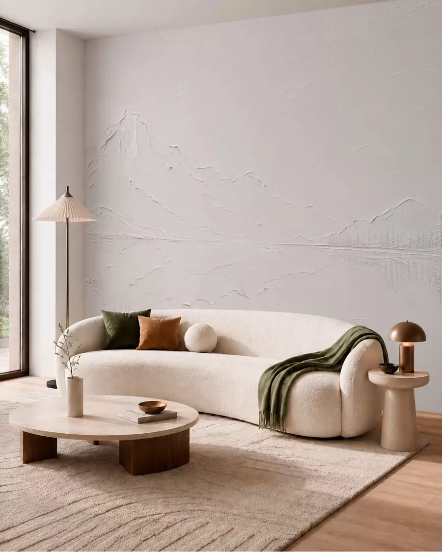 murales de pared Paisaje montañoso en relieve con el reflejo en aguas tranquilas w05739