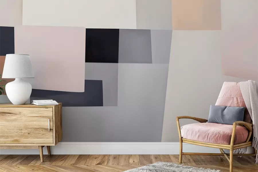 murales de pared Abstracción geométrica con desenfoque simulado y textura w05785