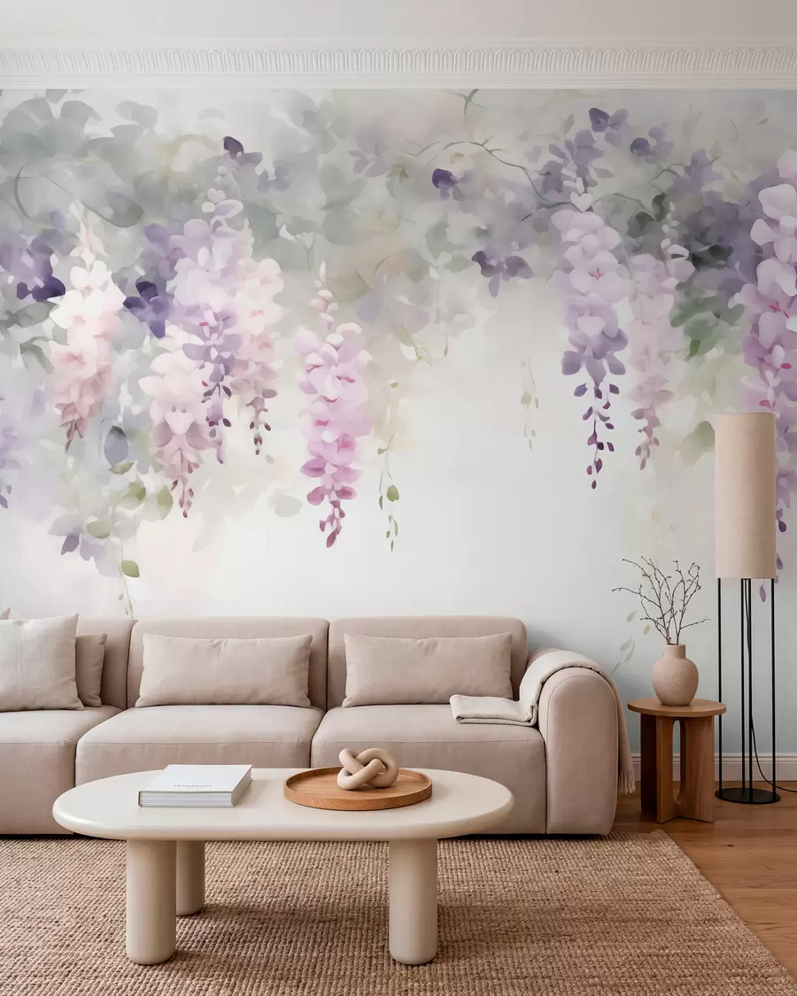 murales de pared Flores de glicinia caídas w05795