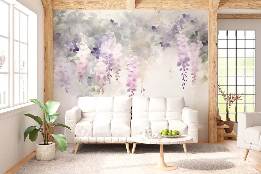 murales de pared Flores de glicinia caídas w05795