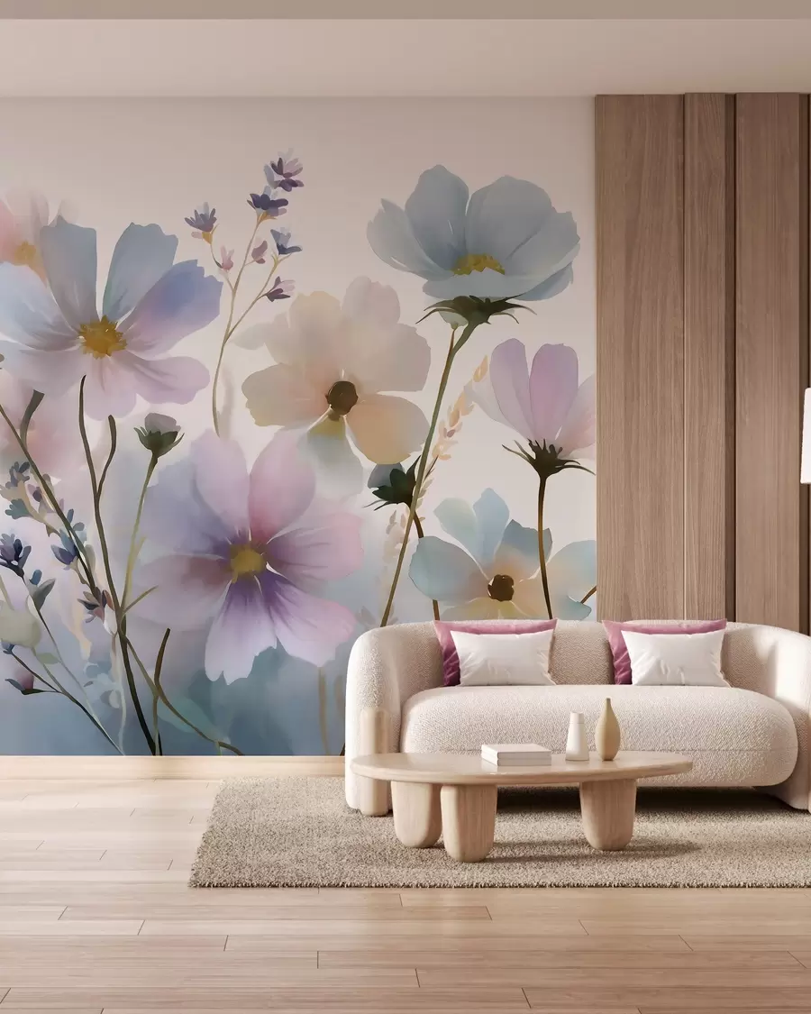 murales de pared Flores silvestres en estilo acuarela w05755
