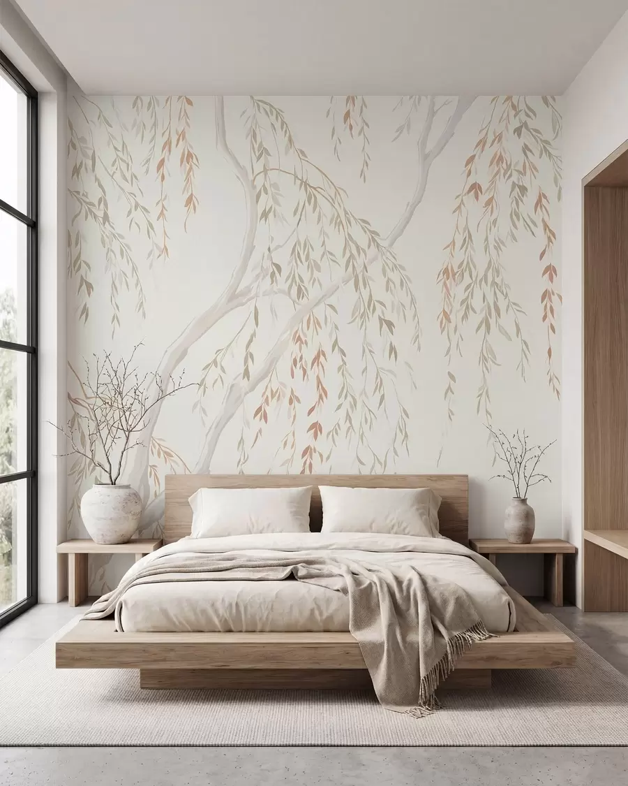 murales de pared Ramas delgadas con hojas delicadas w05812v4