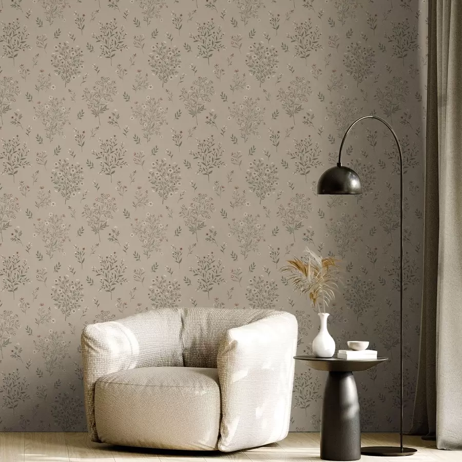 murales de pared Delicadas flores silvestres y ramas a01245