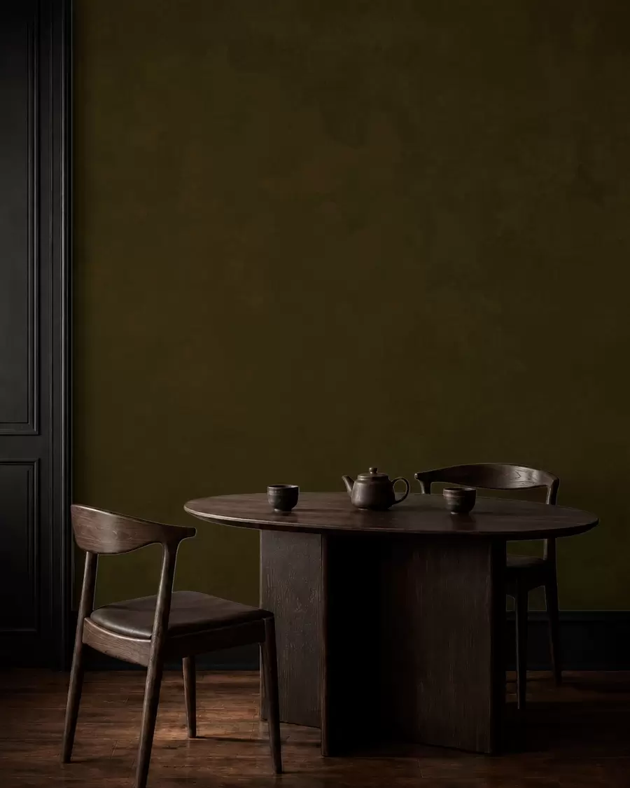 murales de pared Tono oliva oscuro con textura suave y transiciones tonales naturales w05814v3