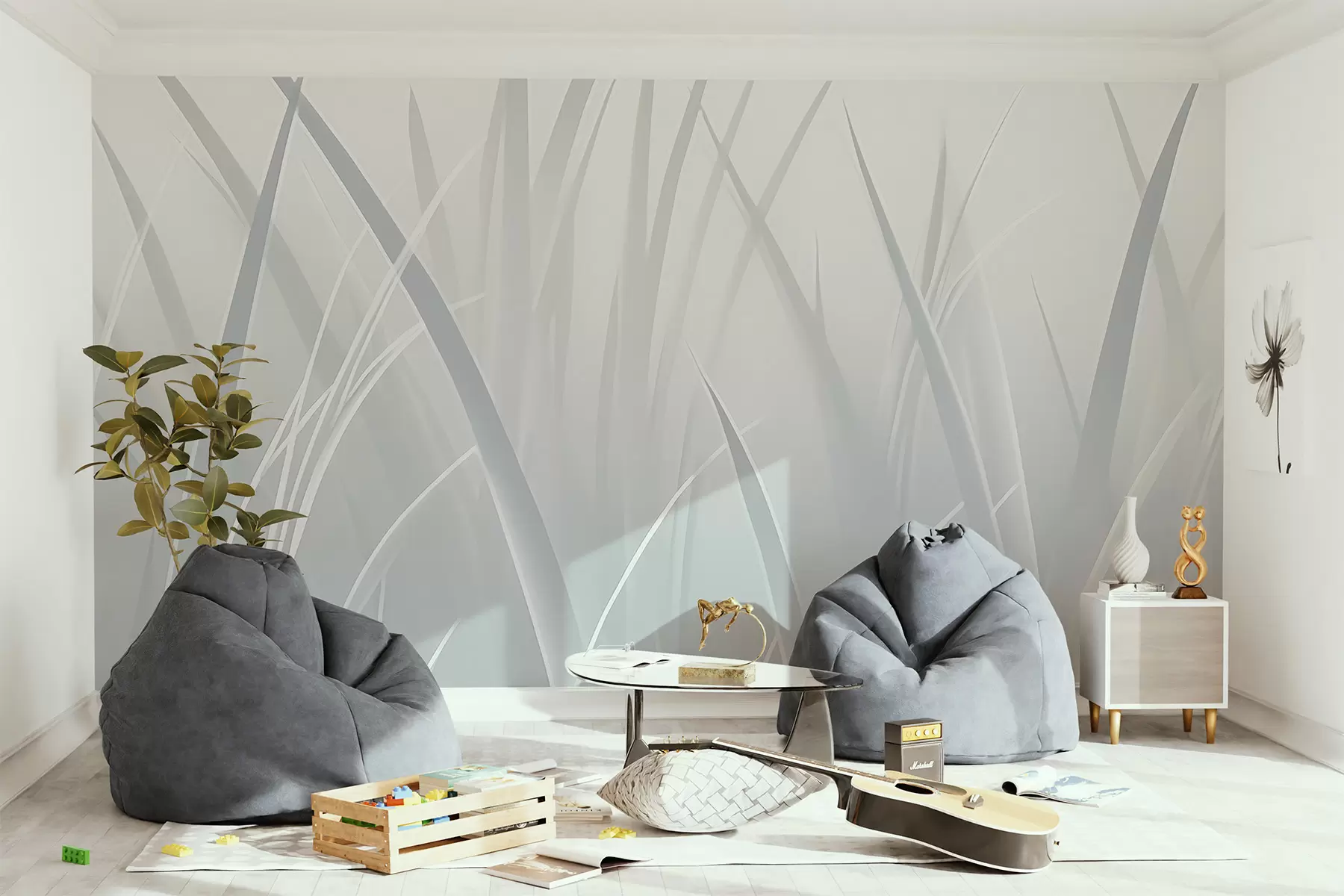 murales de pared Hierba, hojas afiladas w05836