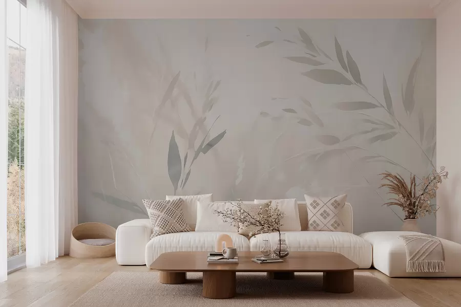 murales de pared Hierba, hojas afiladas w05837