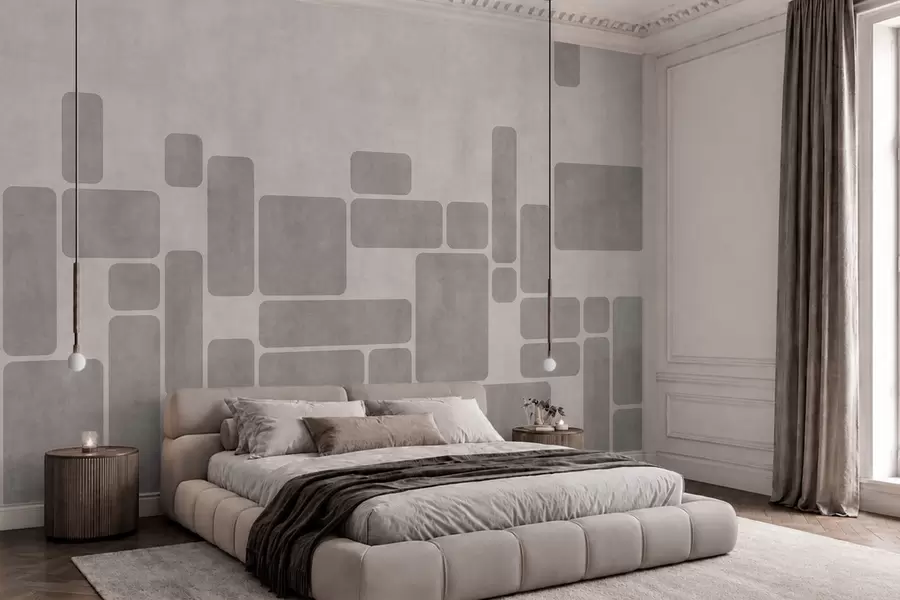 murales de pared Motivo geométrico en suaves tonos grises y rosados w05141v1
