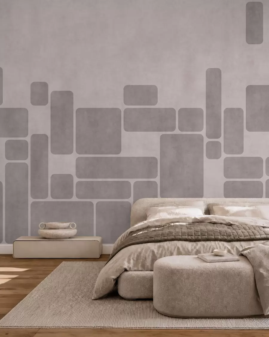 murales de pared Motivo geométrico en suaves tonos grises y rosados w05141v1