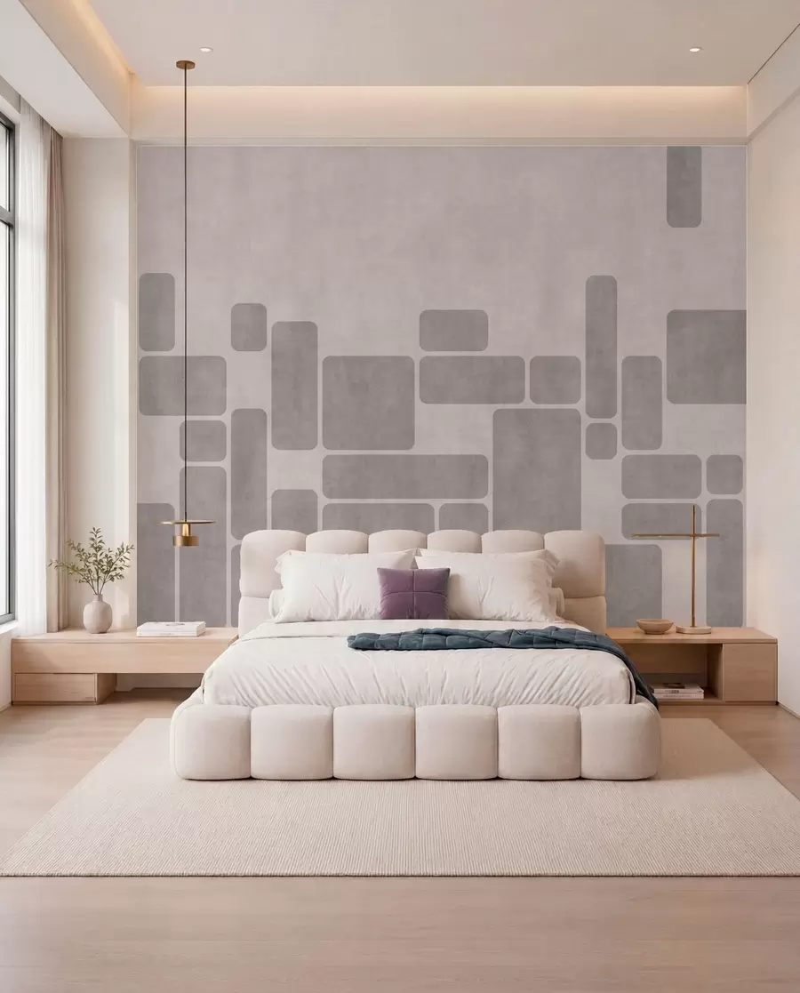 murales de pared Motivo geométrico en suaves tonos grises y rosados w05141v1