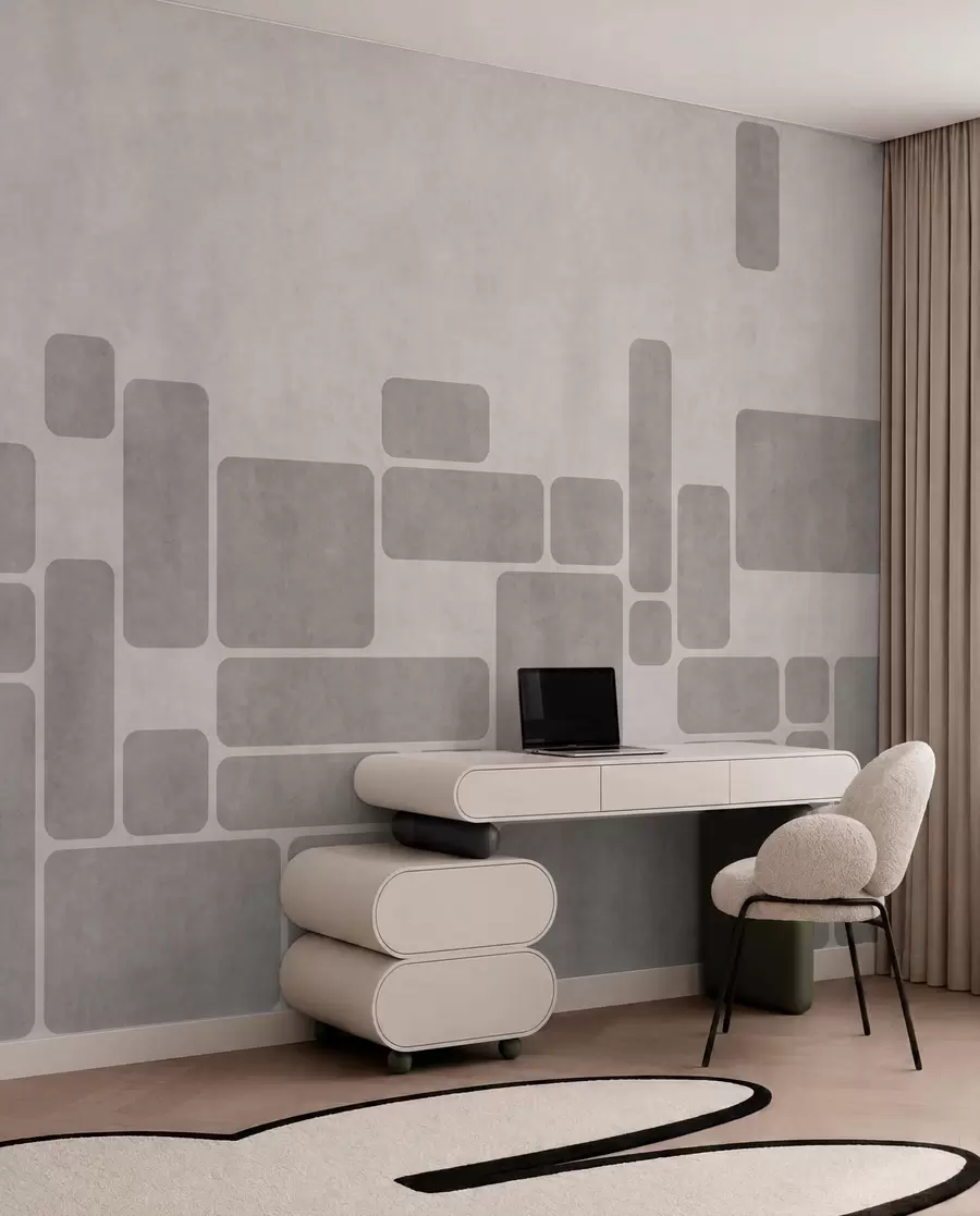 murales de pared Motivo geométrico en suaves tonos grises y rosados w05141v1