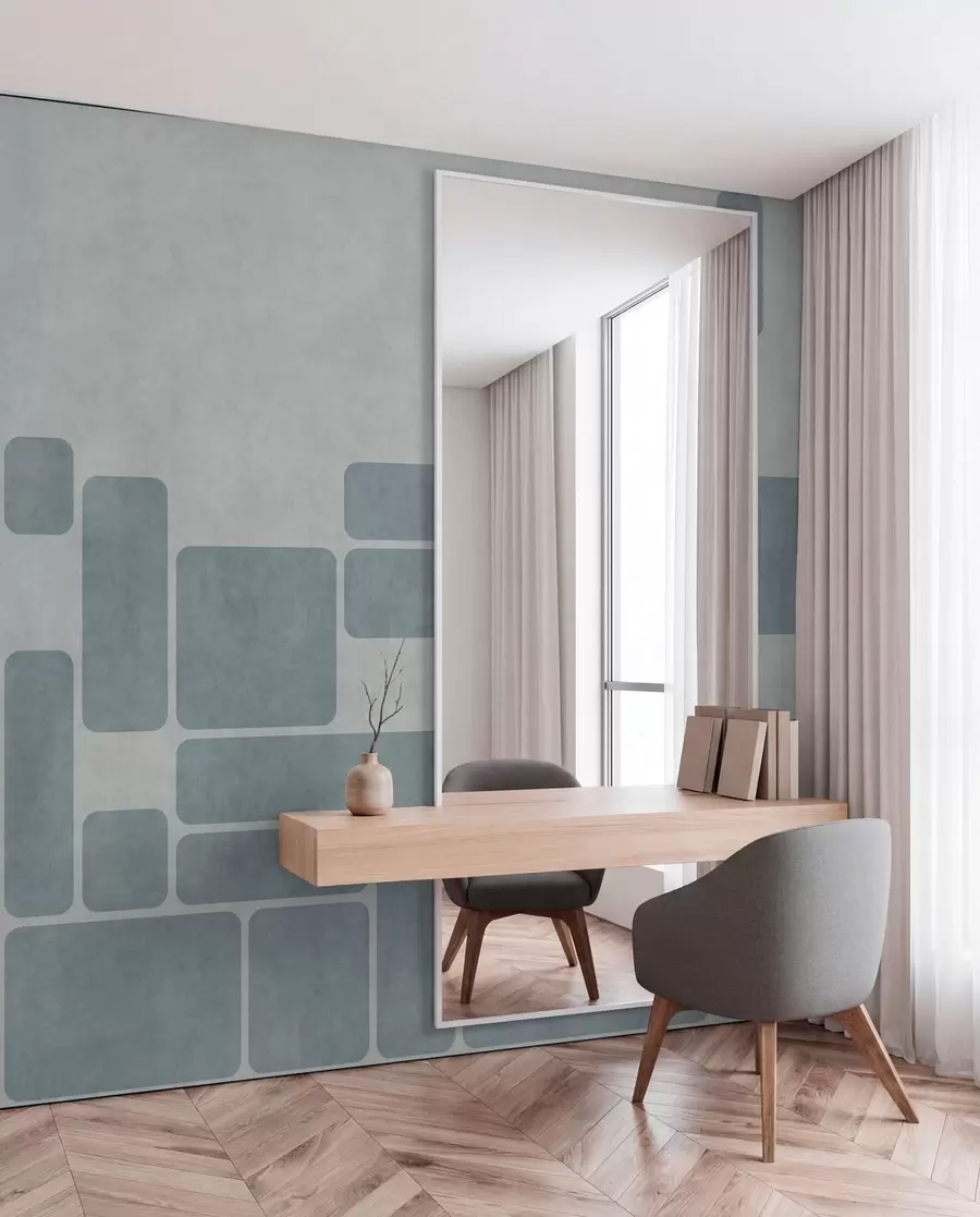 murales de pared Motivo geométrico en tonos azul claro w05141v2