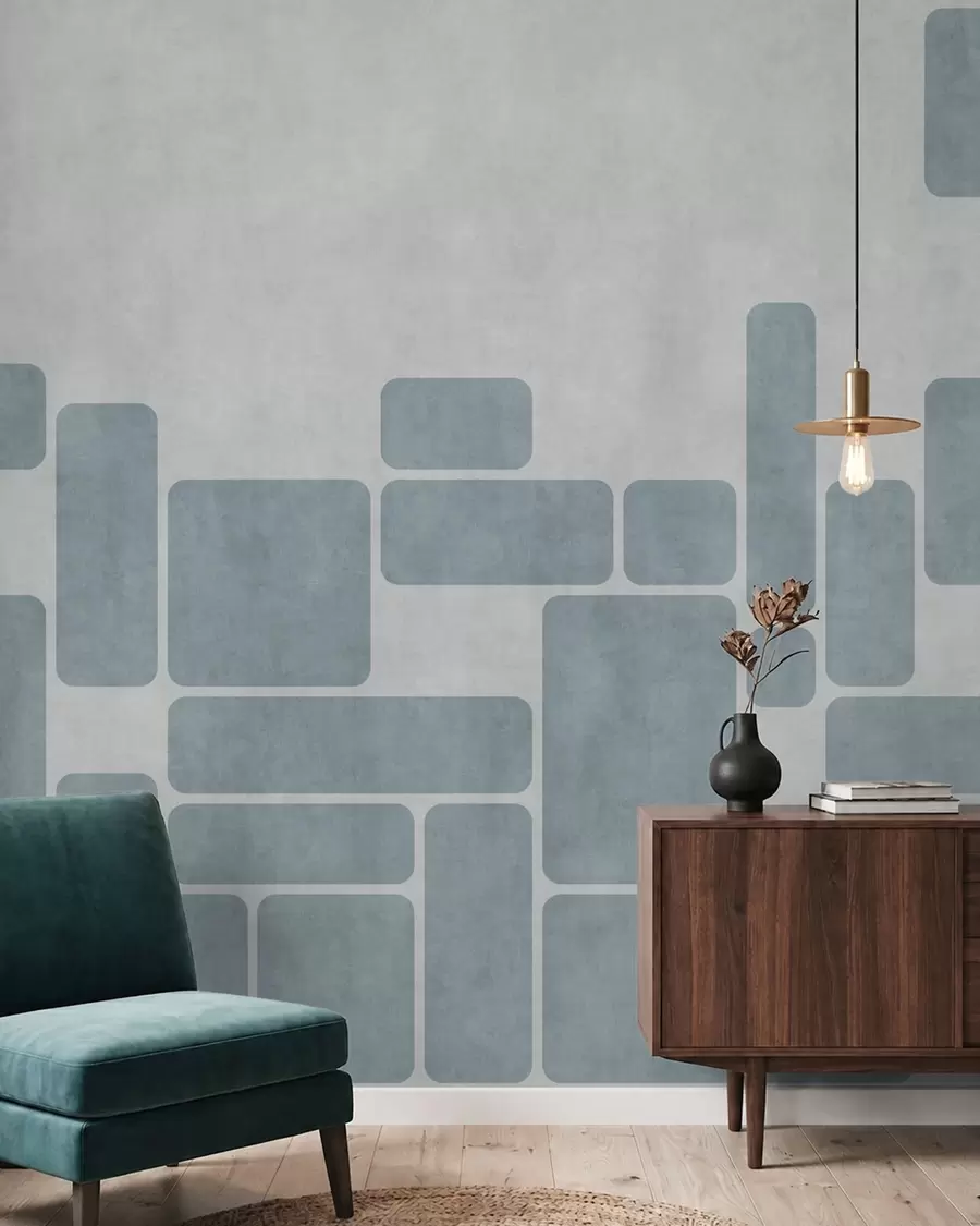 murales de pared Motivo geométrico en tonos azul claro w05141v2