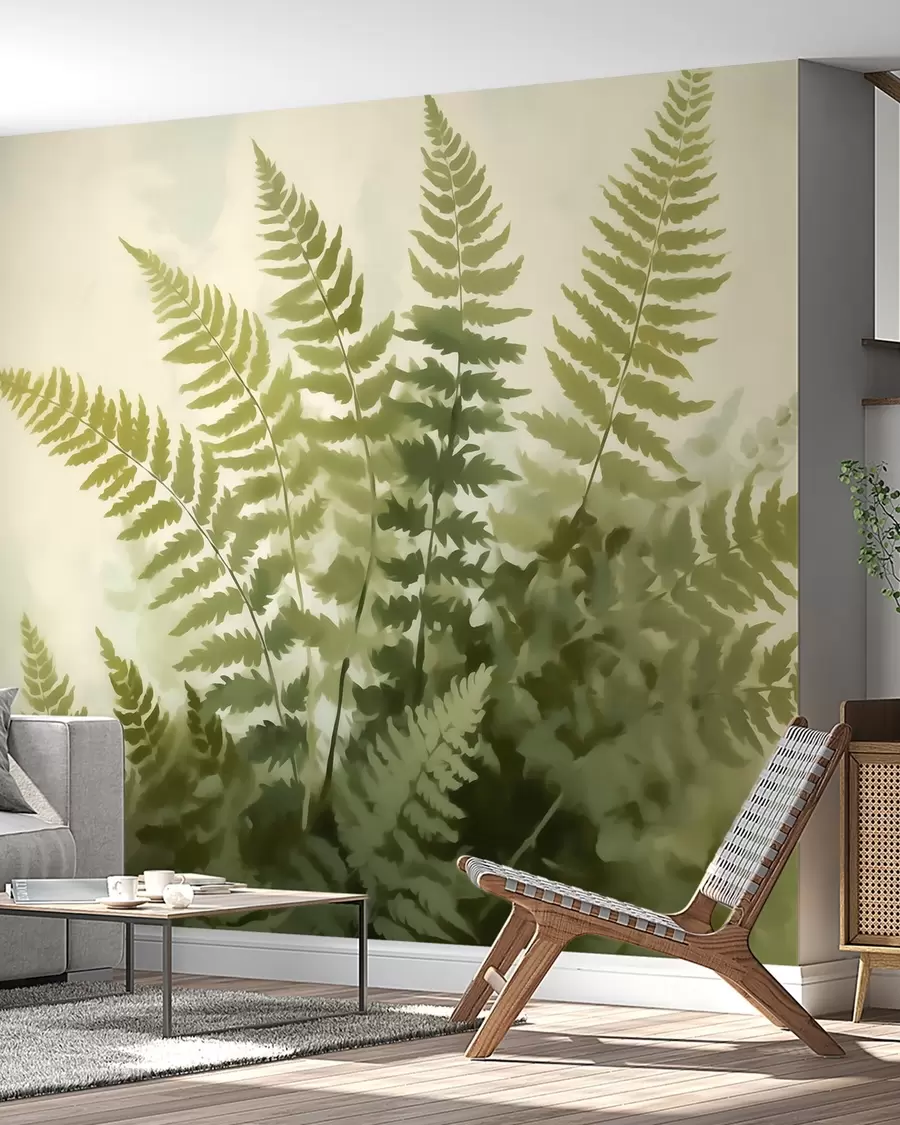murales de pared Hojas de helecho estilizadas de forma abstracta, imitación de una pintura w05852