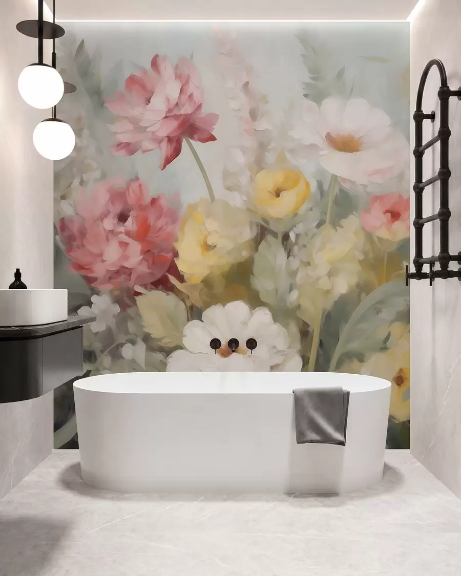 murales de pared Jardín floral pintado w05877