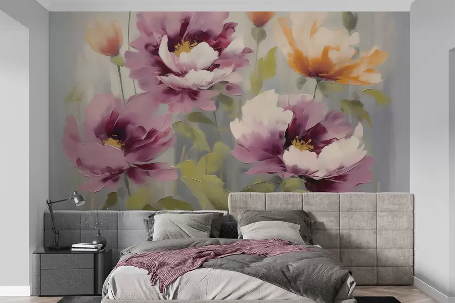 murales de pared Flores abstractas y estilizadas, imitación de una pintura w05848