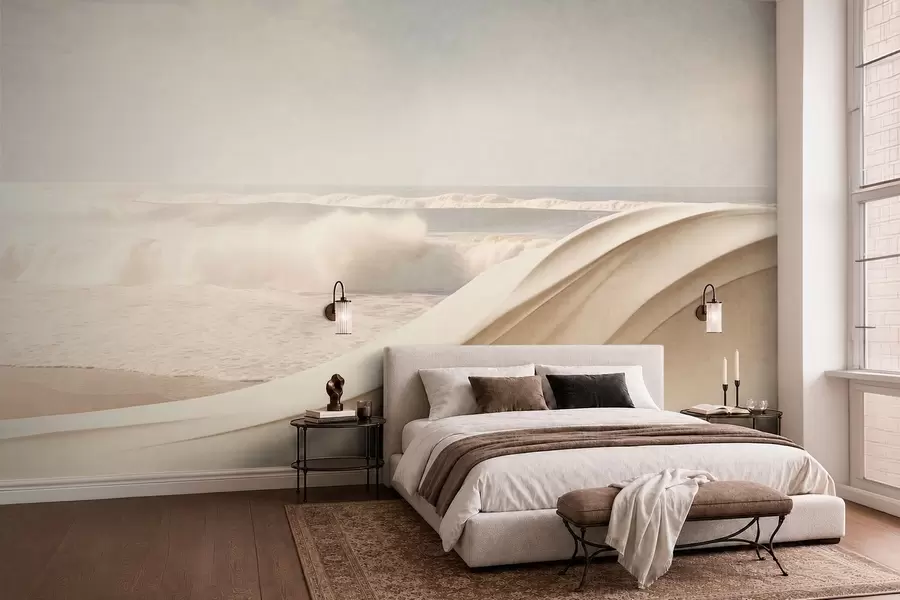 murales de pared Olas del mar entre formas arenosas que fluyen w05895