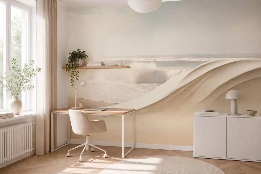 murales de pared Olas del mar entre formas arenosas que fluyen w05895