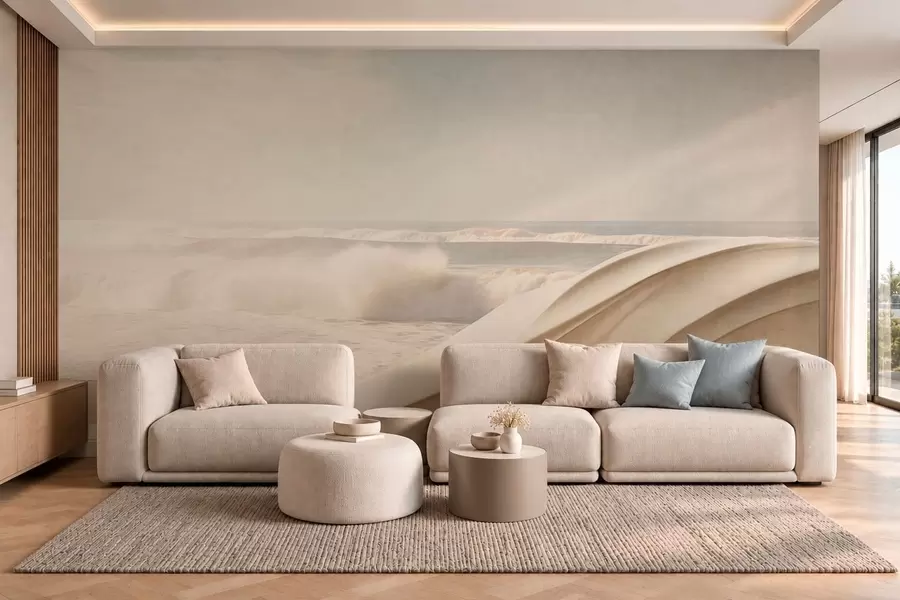 murales de pared Olas del mar entre formas arenosas que fluyen w05895