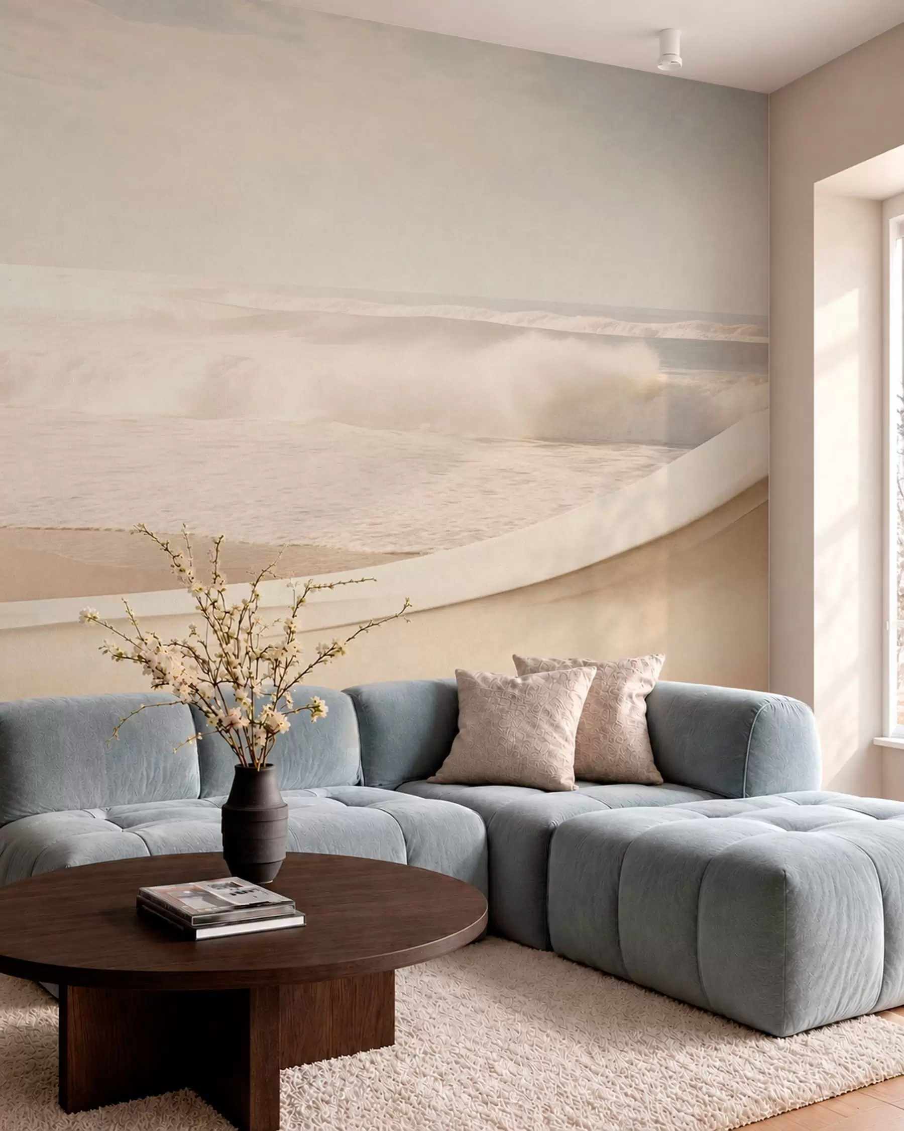 murales de pared Olas del mar entre formas arenosas que fluyen w05895