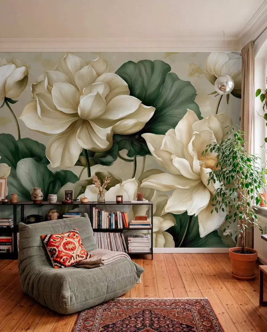 murales de pared Flores y hojas de loto w05746