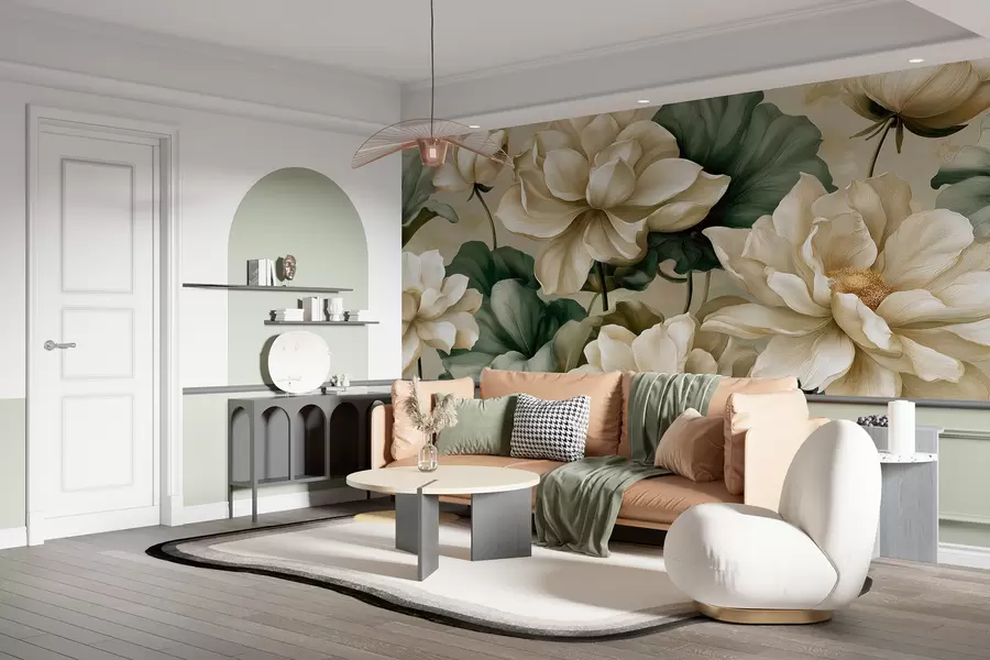 murales de pared Flores y hojas de loto w05746