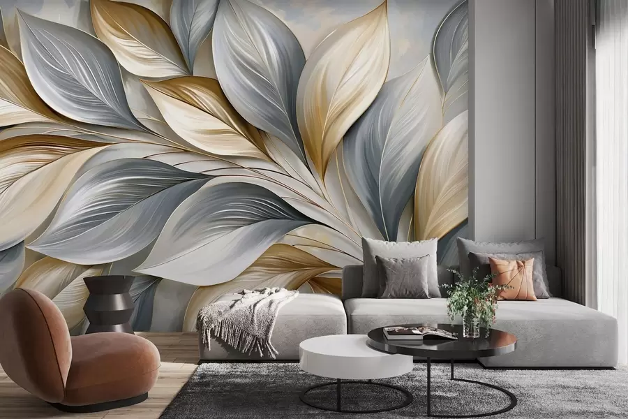 murales de pared Hojas curvadas de alta calidad con un estilo pintoresco w10076