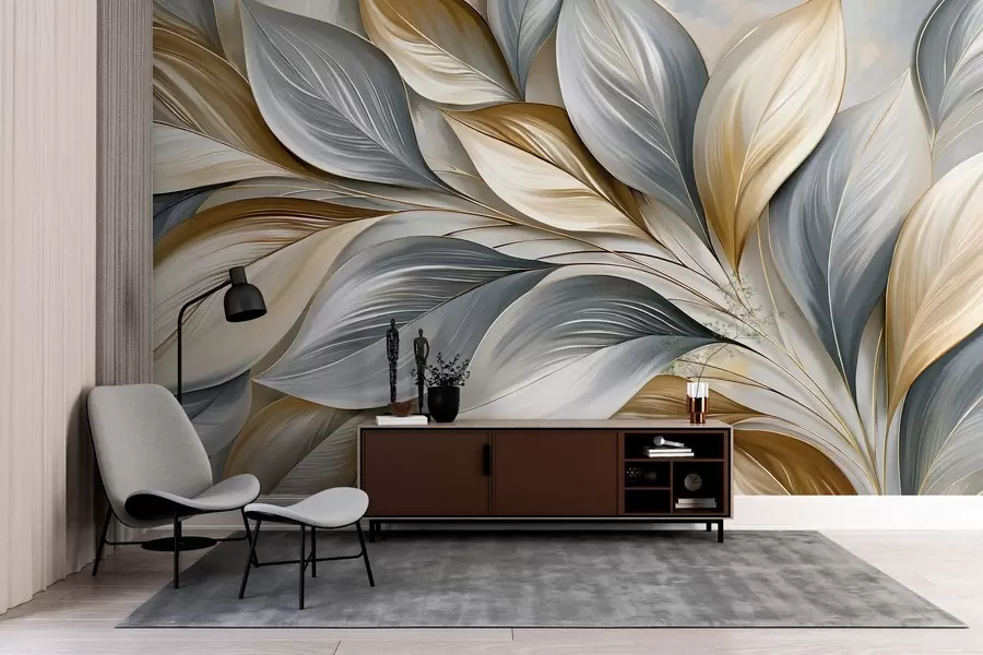 murales de pared Hojas curvadas de alta calidad con un estilo pintoresco w10076
