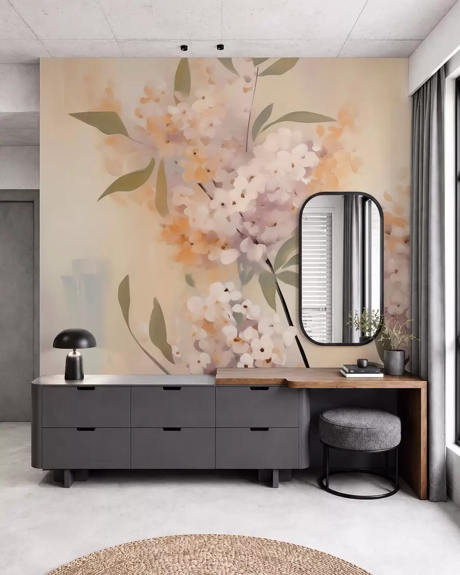 murales de pared Ramas abstractas con flores w05872