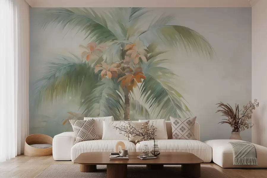 murales de pared Palmera abstracta, pintura de imitación w05876