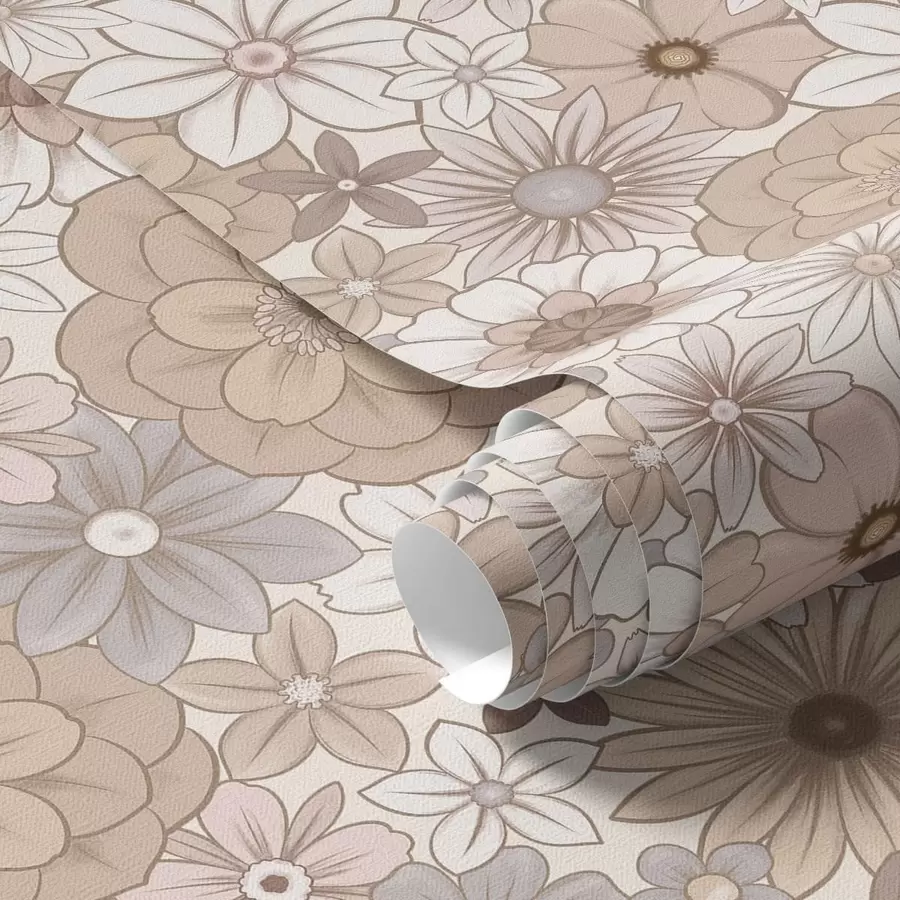 murales de pared Denso estampado floral en suaves tonos pastel a01269