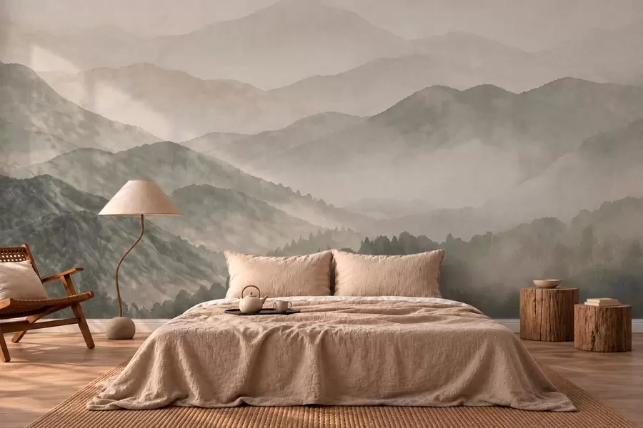murales de pared Cordilleras escalonadas envueltas en una ligera bruma w05925v2